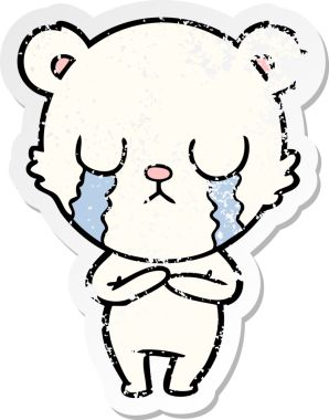 Bir insan tarafından çizilmiş ağlayan kutup ayısı karikatürü.