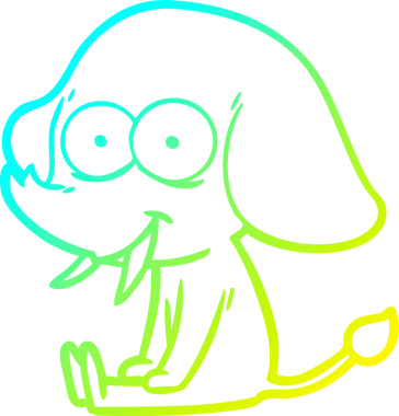 Bir insan tarafından çizilmiş mutlu bir filin soğuk gradyan çizgisi.