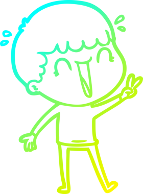 Bir insan tarafından çizilmiş gülen bir çizgi film karakterinin soğuk gradyan çizgisi.