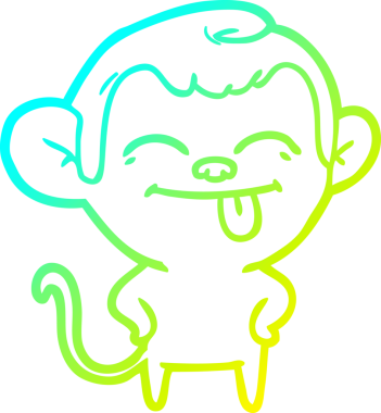 Bir insan tarafından çizilmiş komik bir çizgi maymunun soğuk eğim çizgisi.