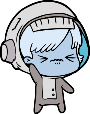 Bir insan tarafından çizilmiş astronot kadın.