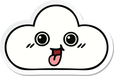 Bir insan tarafından çizilmiş şirin bir karikatür bulutunun çıkartması.