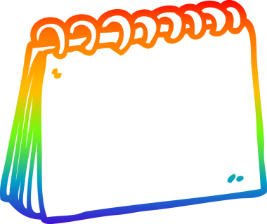 gökkuşağı gradyan çizgi çizimi bir insan tarafından çizilmiş boş bir takvim