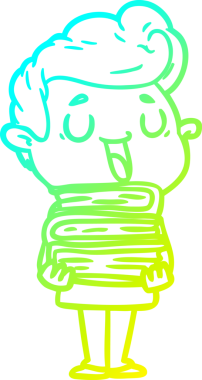 Bir insan tarafından çizilmiş mutlu bir çizgi film karakteri çizimi.