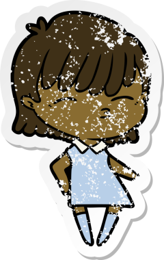 Bir insan tarafından çizilmiş karikatür bir kadının sıkıntılı çıkartması.