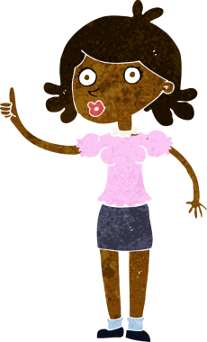 Bir insan tarafından çizilmiş bir fikri olan karikatür kadın.