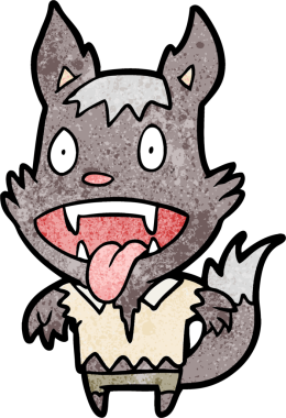 Bir insan tarafından çizilmiş cadılar bayramı kurt adam çizgi filmi.