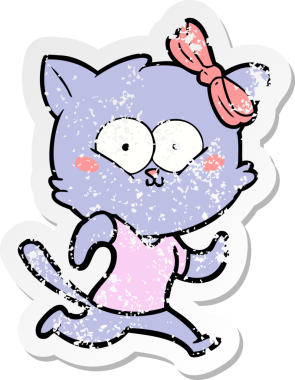 Bir insan tarafından çizilmiş karikatür bir kedinin sıkıntılı çıkartması.