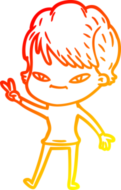 Bir insan tarafından çizilmiş mutlu bir kadının çizgi çizimi.