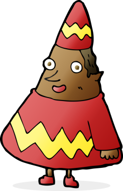 Bir insan tarafından çizilmiş çizgi film elfi.