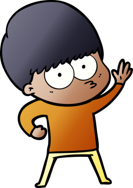 Bir insan tarafından çizilmiş sinirli çizgi film çocuğu.