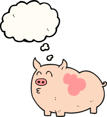 Bir insan tarafından çizilmiş serbest çizim balon çizgi film domuzu.