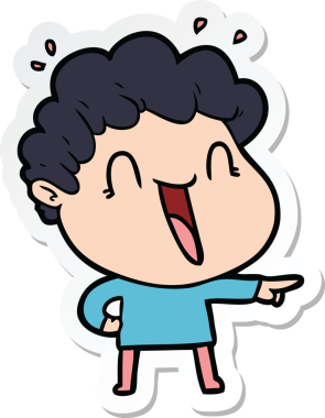 Bir insan tarafından çizilmiş mutlu bir adamın çıkartması.