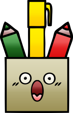 Bir insan tarafından çizilmiş kalem tenceresinin gölgelenmiş karikatürü