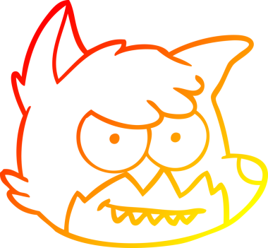 Bir insan tarafından çizilmiş bir tilki suratının sıcak çizgi çizimi