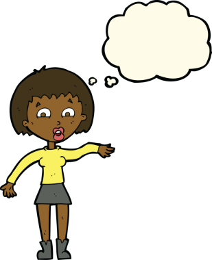 Bir insan tarafından çizilmiş düşünce balonlu bir karikatür.