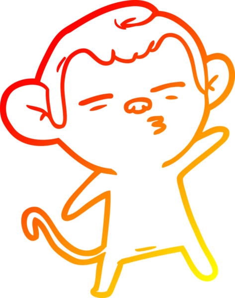 Bir insan tarafından çizilmiş şüpheli bir maymunun sıcak çizgi çizimi