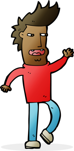 Bir insan tarafından çizilmiş çenesi düşük bir adam çizgi filmi.