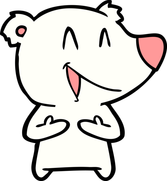 Bir insan tarafından çizilmiş mutlu kutup ayısı karikatürü