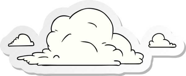 Bir insan tarafından çizilmiş beyaz bulutların el çizimi karikatürü.