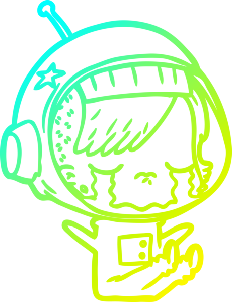 Bir insan tarafından çizilmiş ağlayan astronot bir kızın soğuk gradyan çizimi