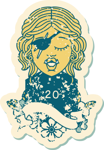 Retro Dövme Biçimi Bir insan tarafından çizilmiş 20 zarlı yarı ork