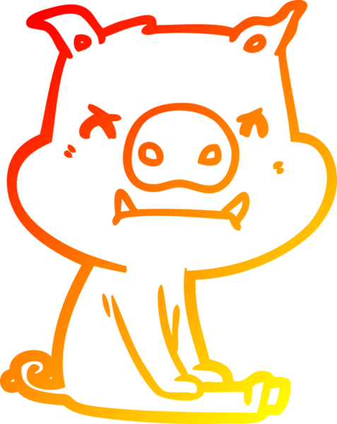 Bir insan tarafından çizilmiş kızgın çizgi film domuzu çizimi.