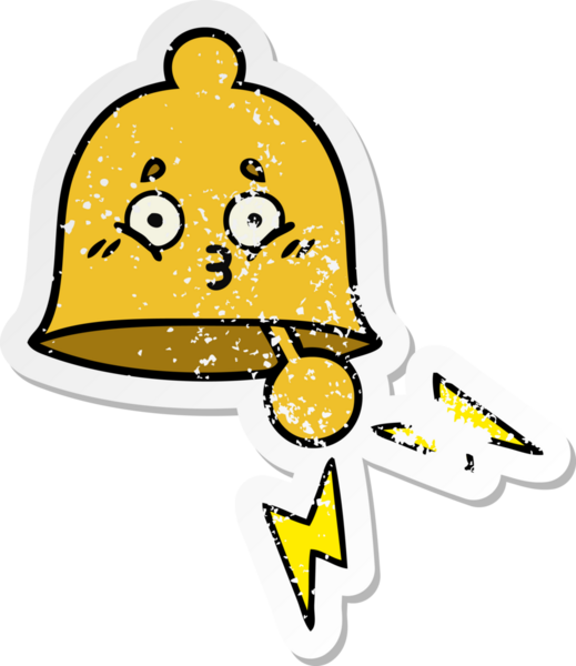 Bir insan tarafından çizilmiş sevimli bir karikatür çanın sıkıntılı çıkartması.