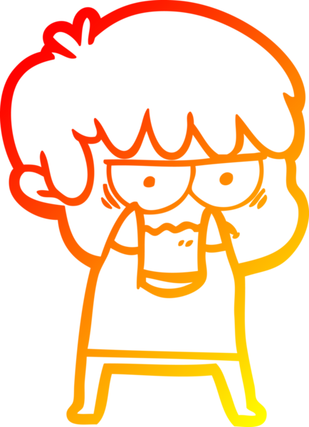 Bir insan tarafından çizilmiş kızgın çizgi film çocuğunun sıcak çizgi çizimi.