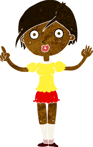 Çizgi filmdeki kız bir insan tarafından çizilmiş sorular soruyor.