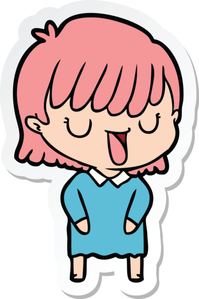 Bir insan tarafından çizilmiş bir karikatür kadının çıkartması.