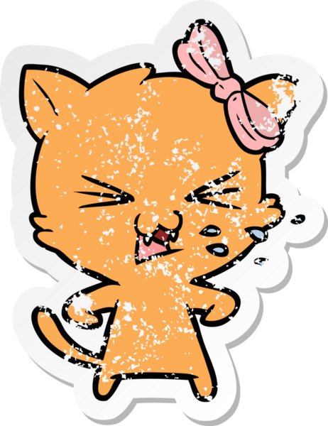 Bir insan tarafından çizilmiş karikatür bir kedinin sıkıntılı çıkartması.