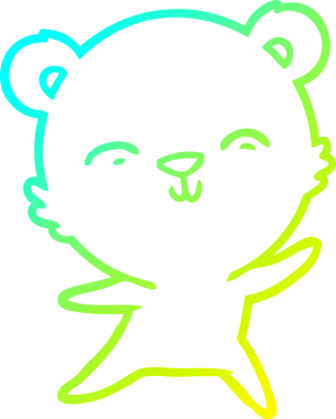 Bir insan tarafından çizilmiş mutlu bir kutup ayısının soğuk çizgi çizimi.