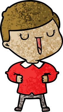 Bir insan tarafından çizilmiş mutlu çocuk çizgi filmi.