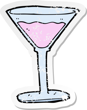 Bir insan tarafından çizilmiş karikatür kokteylinin gerilimli yapıştırması.