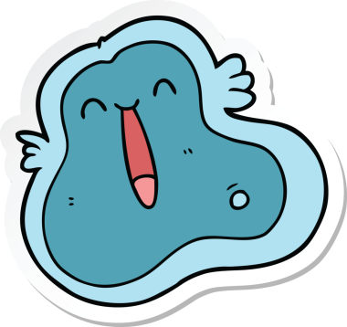 Bir insan tarafından çizilmiş karikatür mikrobu çıkartması.