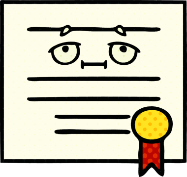 Bir insan tarafından çizilmiş mezuniyet diplomasının çizgi romanı.