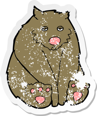 Bir insan tarafından çizilmiş üzgün ayı çizgi filminin gerilimli yapıştırması.