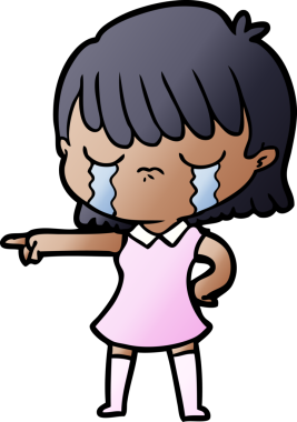 Bir insan tarafından çizilmiş ağlayan çizgi film kadını.