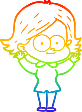 gökkuşağı gradyan çizimi mutlu bir çizgi film kızı bir insan tarafından çizildi