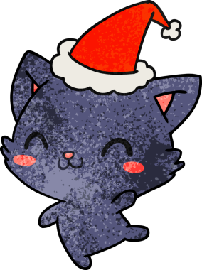 Bir insan tarafından çizilmiş kawaii kedisinin el yapımı karikatürü.