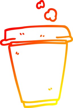 Bir insan tarafından çizilmiş bir kahve fincanının sıcak çizgi çizimi