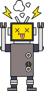 Bir insan tarafından çizilmiş arızalı bir robot çizimi.