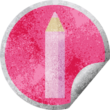 bir insan tarafından çizilmiş pembe renkli kalem grafik vektör çizim dairesel etiketi