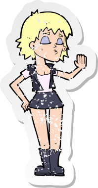 Bir insan tarafından çizilmiş havalı bir kız karikatürünün gerilimli yapıştırması.