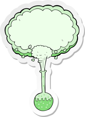 Bir insan tarafından çizilmiş bir karikatür bilim deneyinin çıkartması.