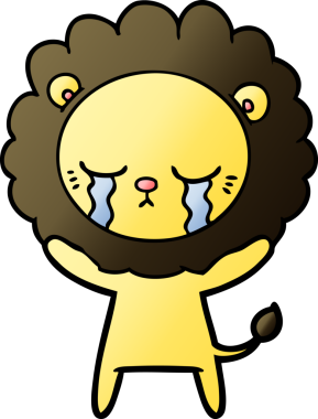 Bir insan tarafından çizilmiş ağlayan çizgi film aslanı.