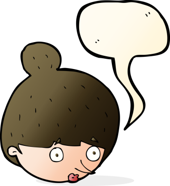 Bir insan tarafından çizilen konuşma baloncuğuyla kadının yüzünü şaşırtan çizgi film.