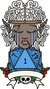 Retro Dövme Tarzı Üzgün Elf Barbar Karakteri Doğal bir insan tarafından çizilmiş