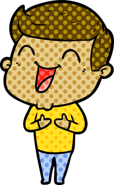 Bir insan tarafından çizilmiş gülen çizgi film adamı.